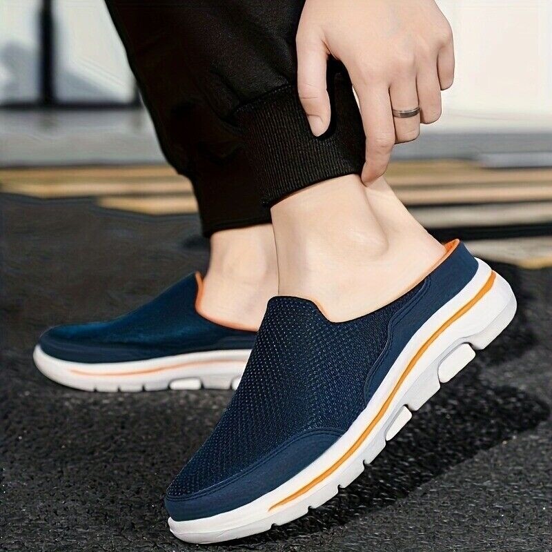 Men’s Slip-on Mules Half Sneakers Casual Walking Shoes Outdoor Backless Sneakers