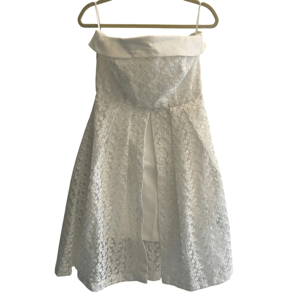 New Eva Mendes White Lace Strapless Mini Dress Women’s Size Medium Bride Bridal