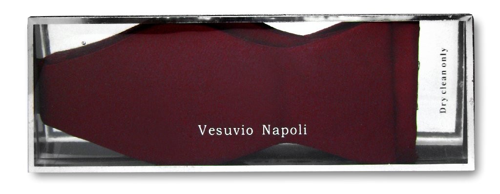 Vesuvio Napoli SELF TIE Bow Tie Solid BURGUNDY Color Mens BowTie