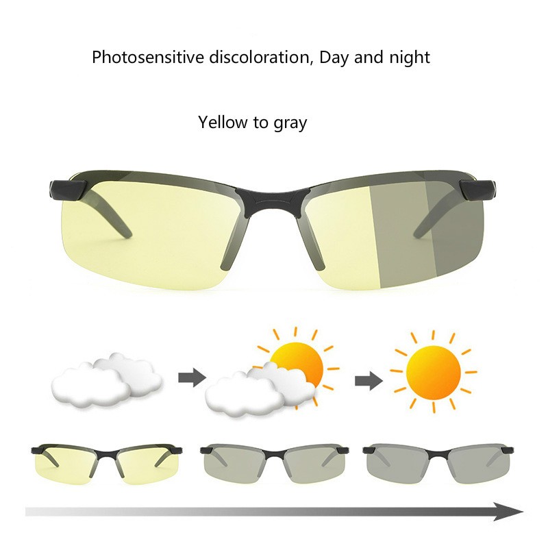 Photochromic polarized sunglasses UV400 drive fishing night vision sunglasses