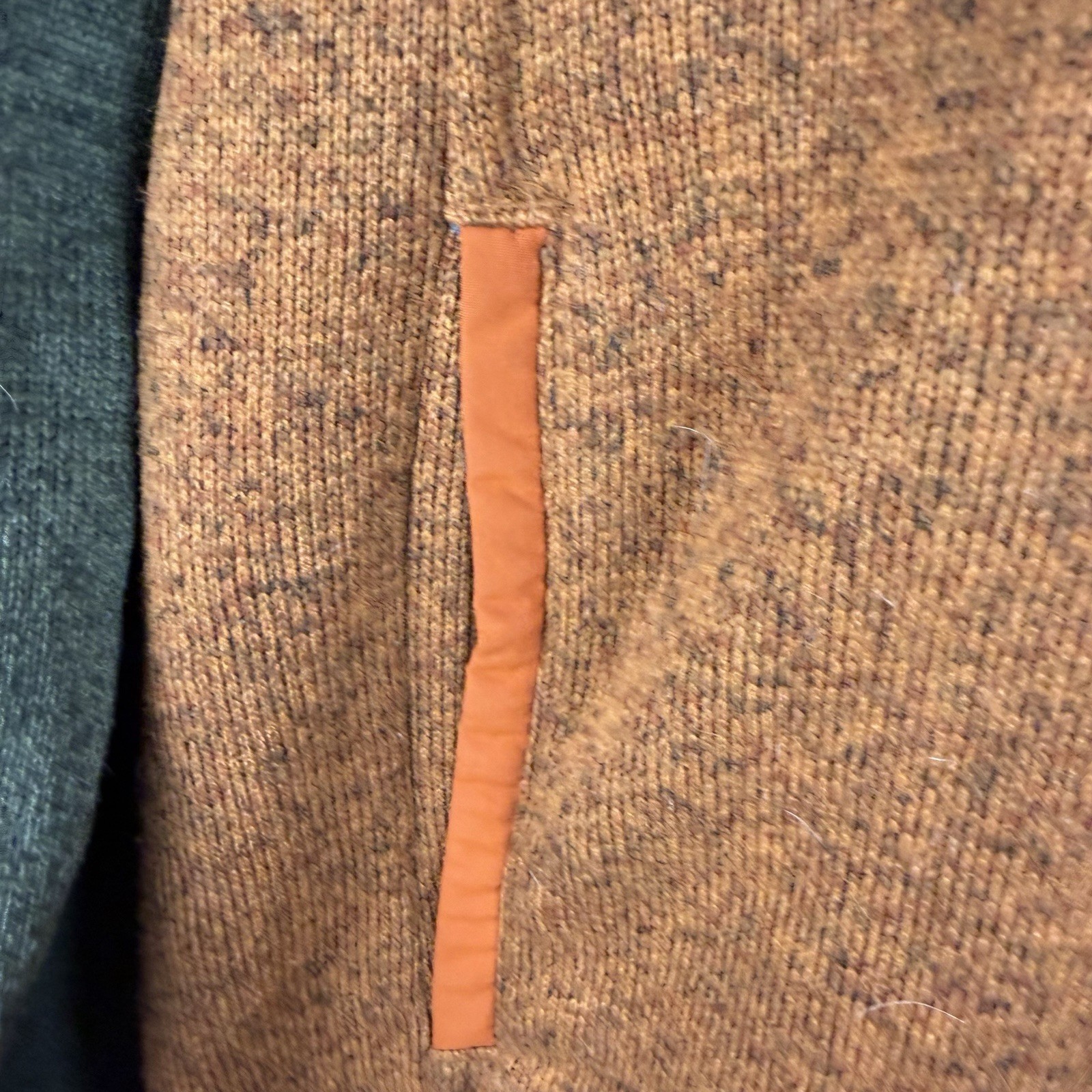 LL Bean Fleece Pullover Mens Medium Snap T Green Orange Colorblock Hike Camping