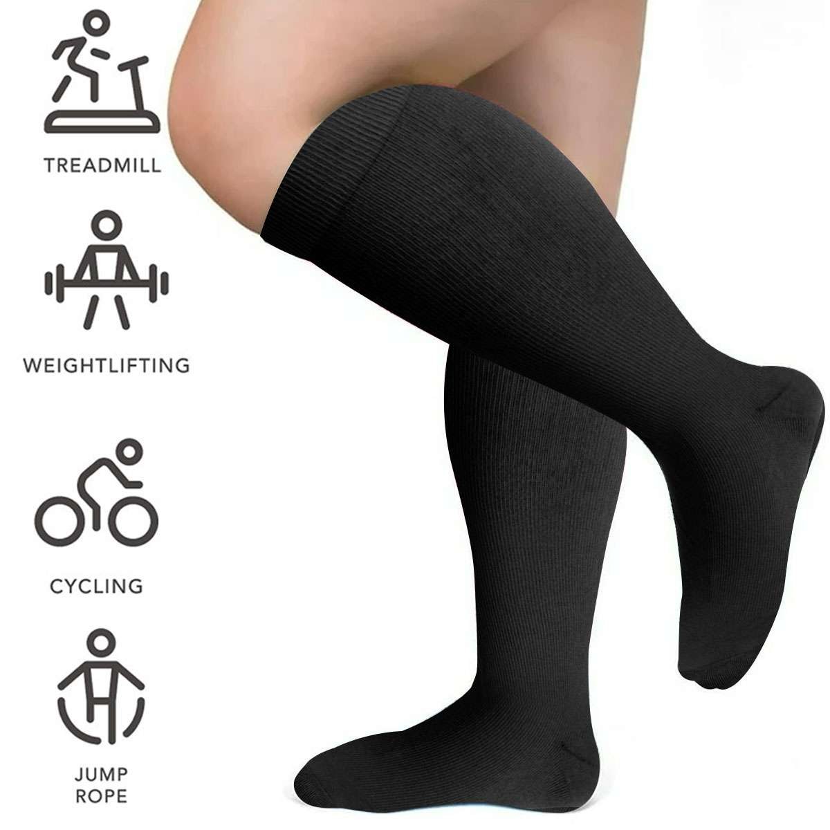 S-4XL Compression Socks 20-30 mmHg Medical Knee High For Women & Men Circulation