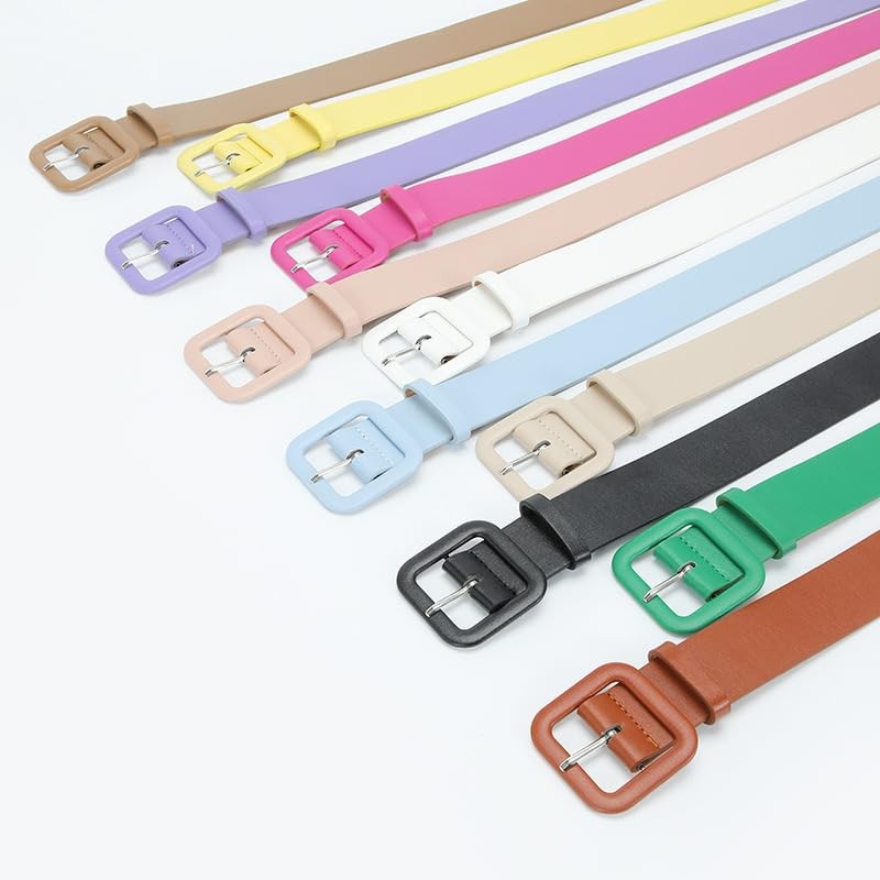 COTIM COYIN Women’s Wide Leather Belt with Square Buckle, High Waist Belts