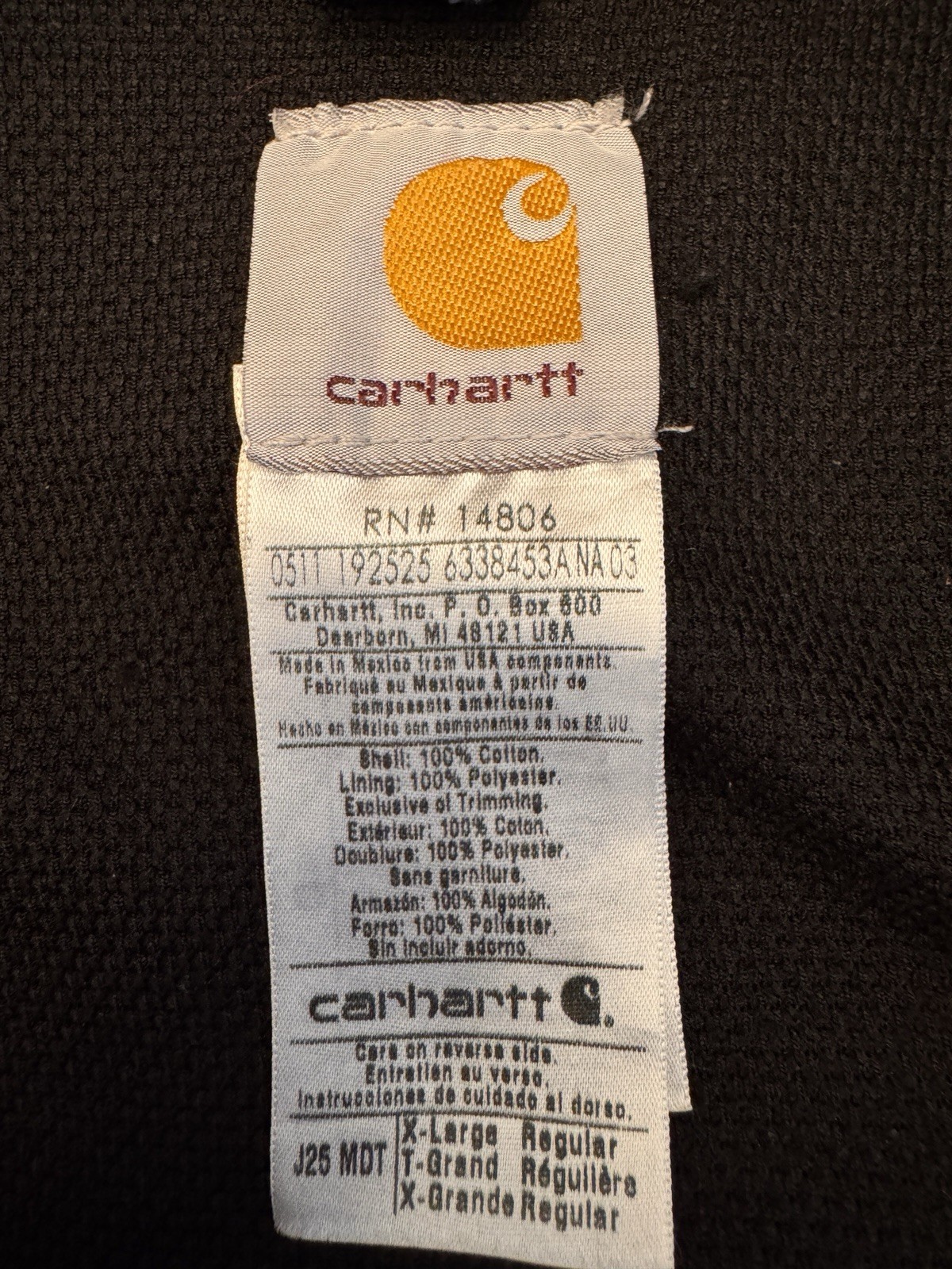 VTG Carhartt Jacket Mens XL Blue J25 Sandstone Gorpcore Workwear Hoodie Full Zip