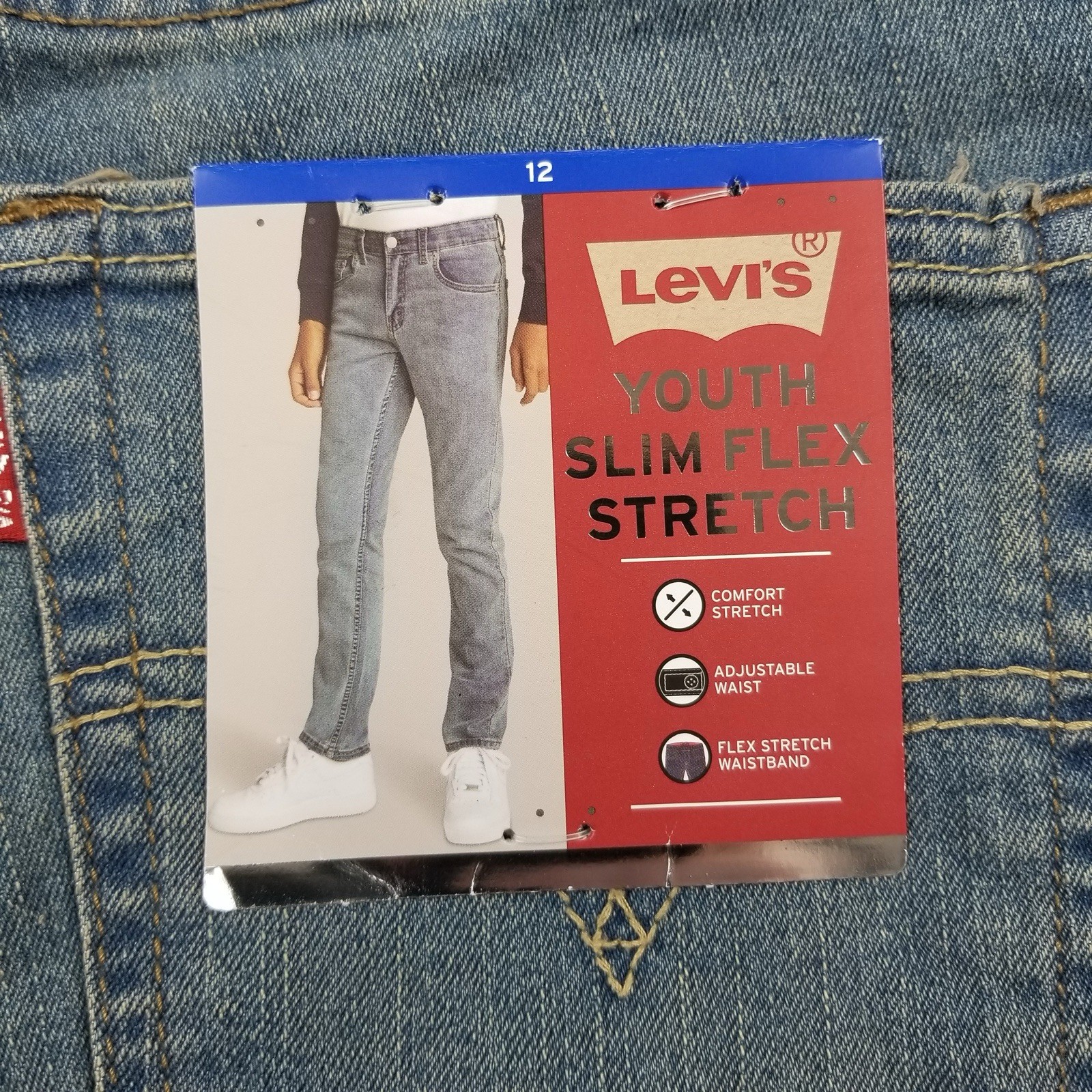 Levi’s Youth Boy’s sz 12 Slim Flex Stretch Adjustable Waist Straight Denim Jean