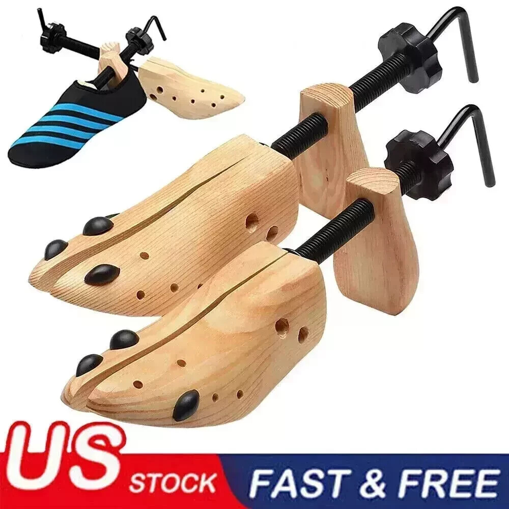 2025 One Pair 2-way Wooden Adjustable Shoe Stretcher for Men Women Size 9-13