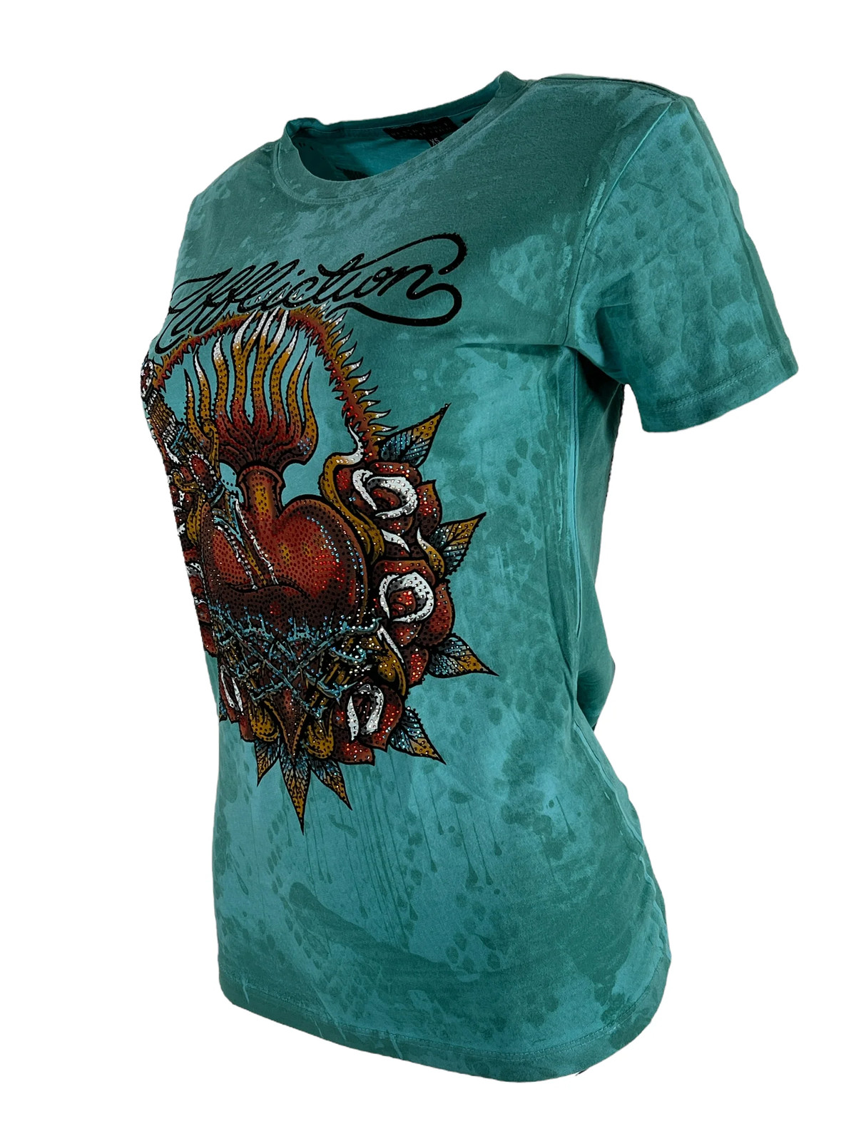 Affliction Women’s T-Shirt Queenie Rae Biker Tattoo