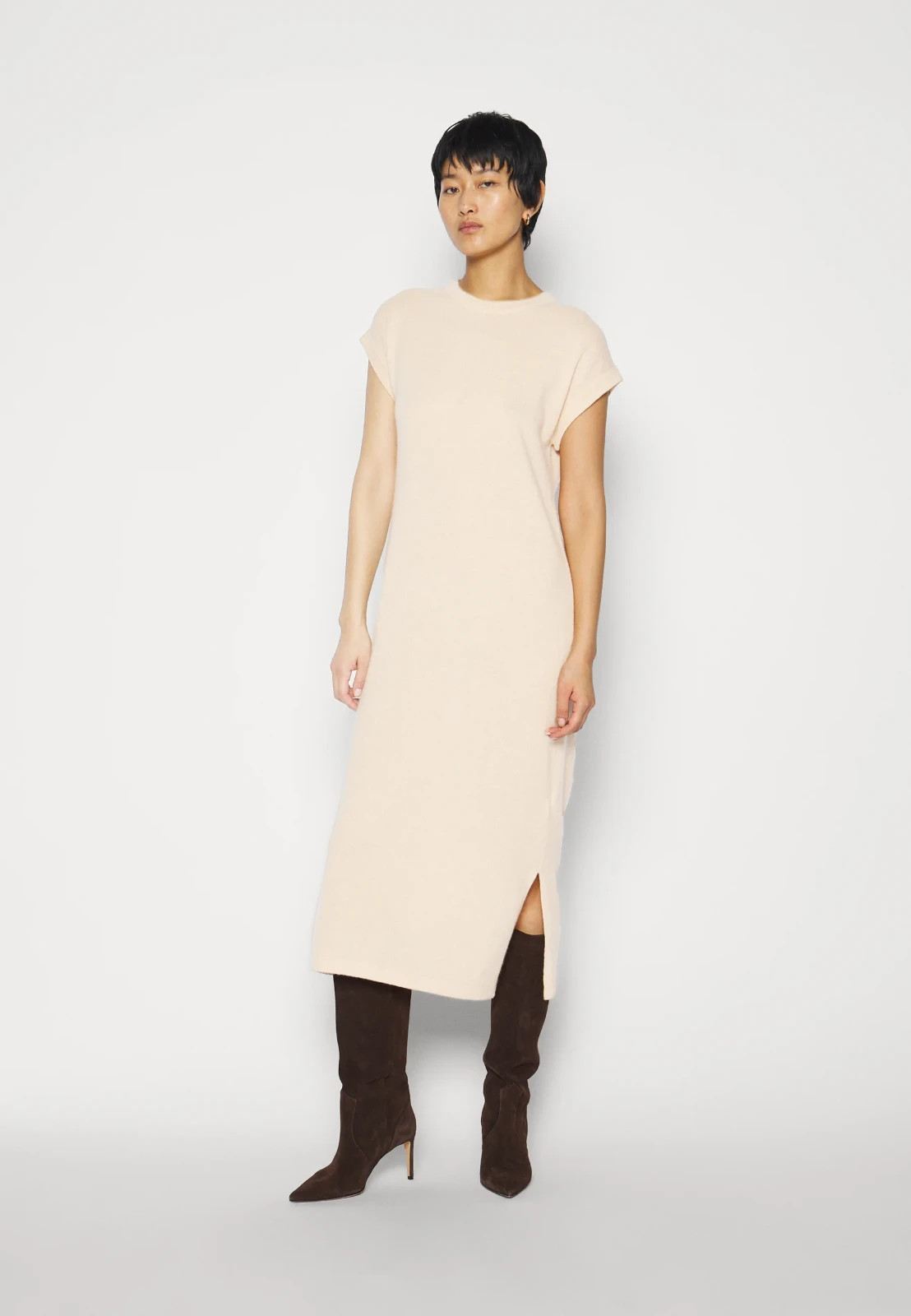 New CRUSH. 100% Soft & Warm Cashmere Winter Long Dress – Beige/Cream – S – £475