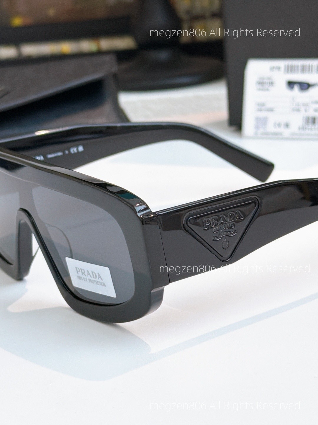 Prada D10S Shield Sunglasses Unisex Women/Men Black Frame / Gray Lenses Shades