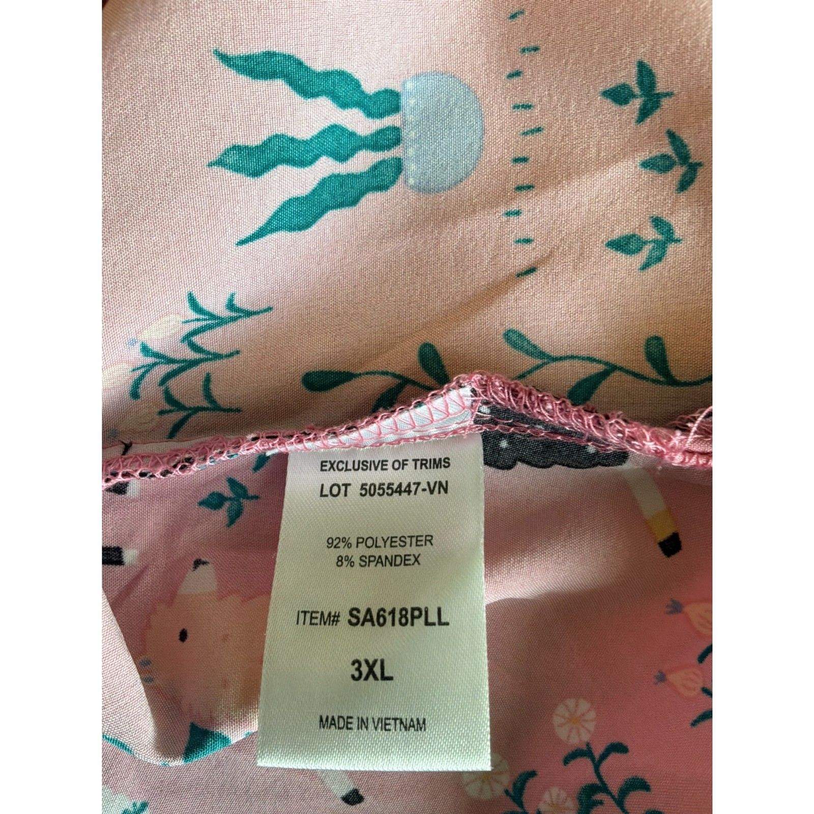 Saibel Scrubs 3XL Pink Lama Polyester Spandex Stretch Comfy Pockets