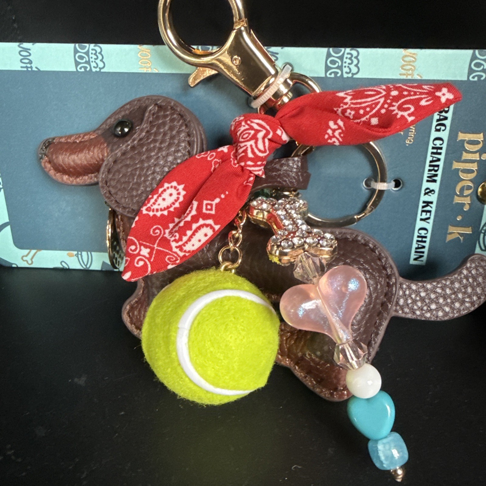 Piper K Dachshund (Wiener Dog) Leather Bag Charm / Key Chain Viral On TikTok NEW