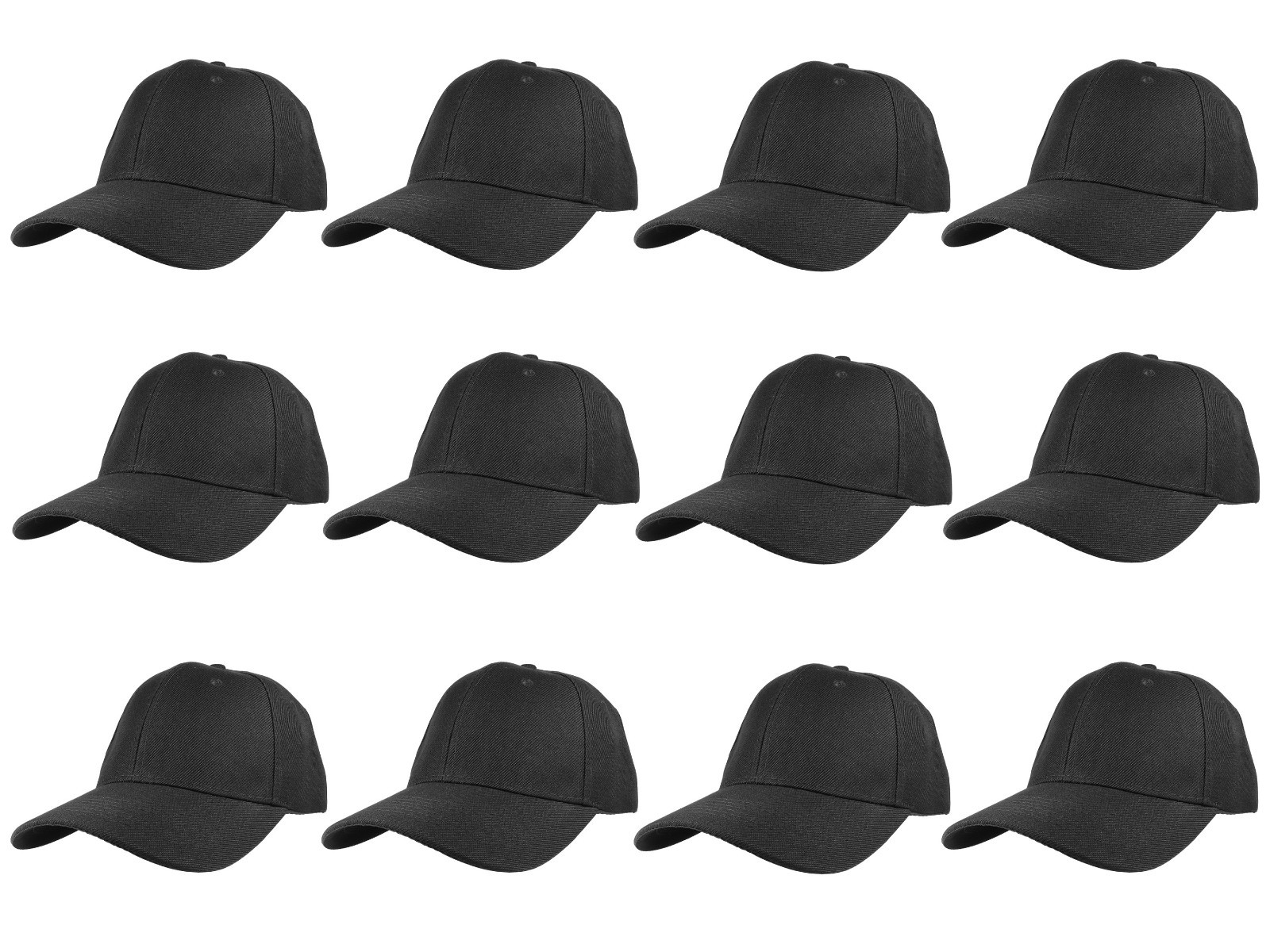 Plain Blank Solid Adjustable Baseball Cap Hats wholesale lot 12pcs