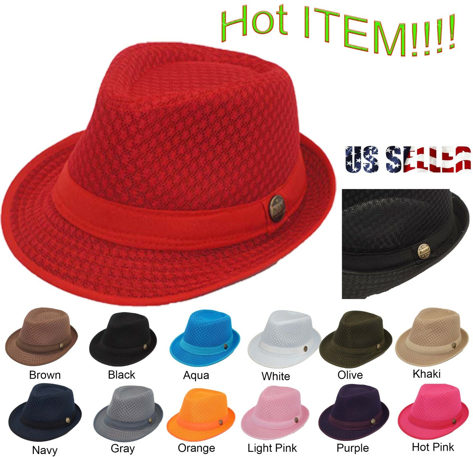 Light Weight Mesh Fedora hat Soft Cool Summer Classic Trilby COOL MESH