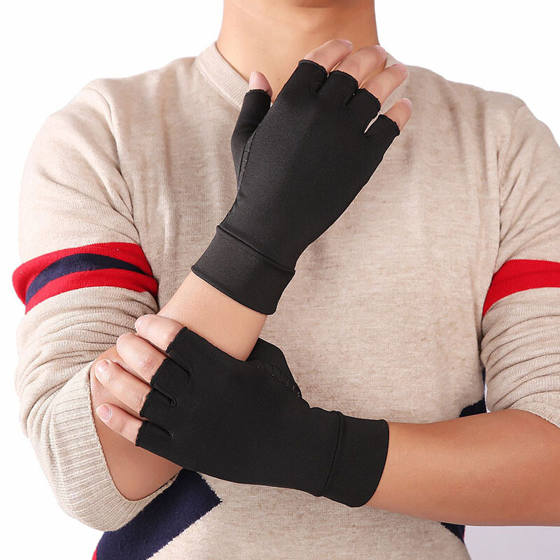 Copper Compression Gloves GYM Arthritis Carpal Tunnel Hand Support Pain Relief *