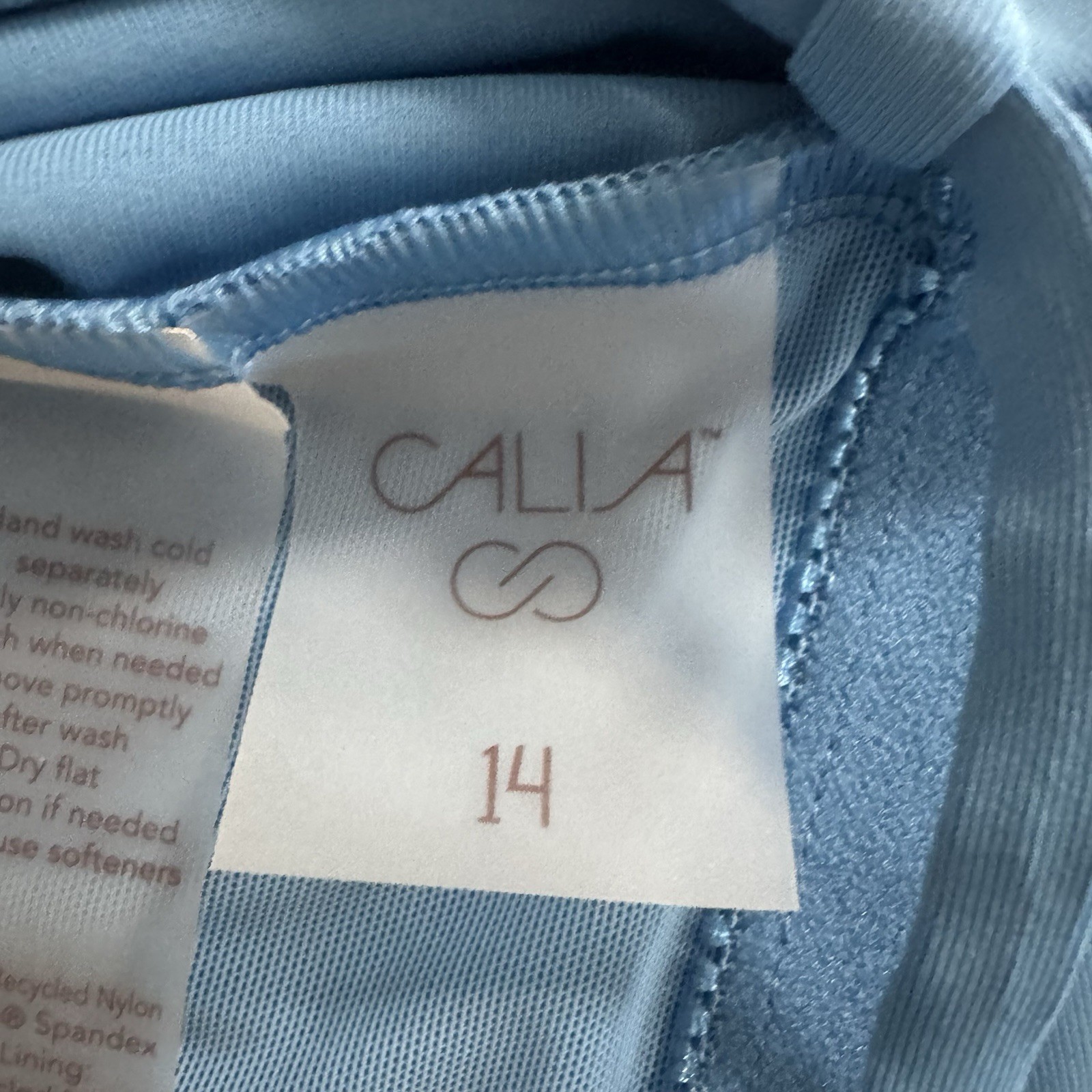 CALIA Swim Women’s One Piece Triangle Strappy Back Size 14 Tranquil Blue NWOT