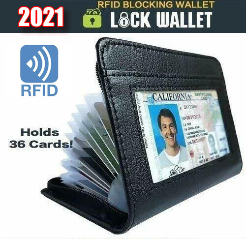 Lock Wallet Secure Men Women RFID Blocking Money Credit Card Holder Wallets
