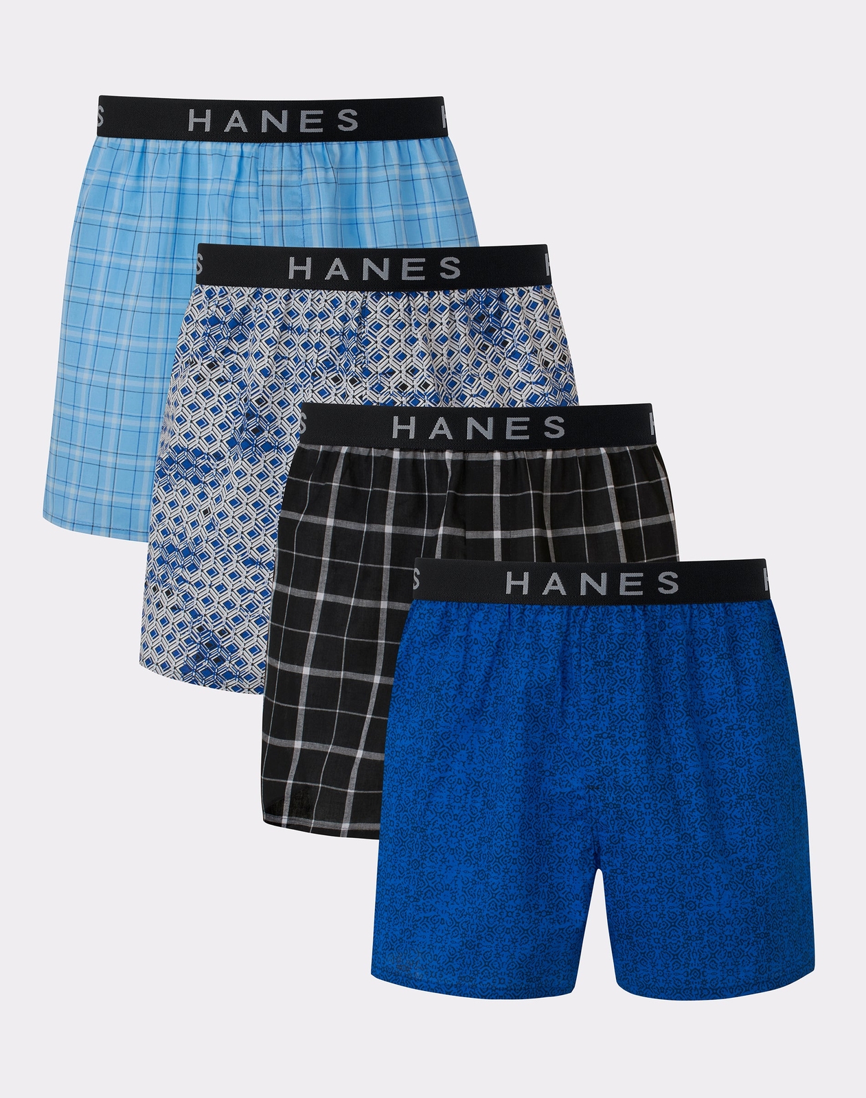 Hanes Mens Woven Boxer 4-Pack Ultimate Big Man Cool Comfort Flex Waistband 2XB