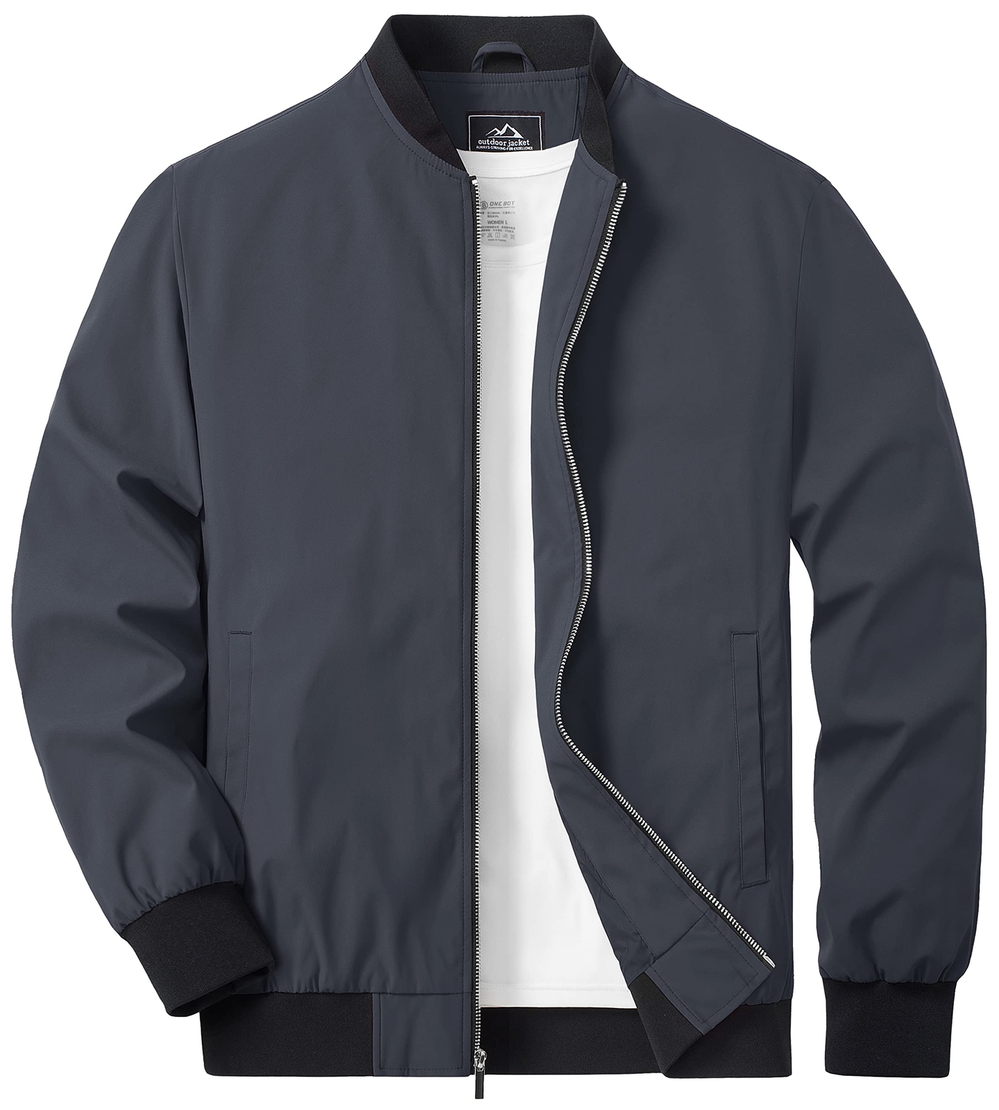 Men’s Spring Fall Thin Bomber Jacket Full-Zip Sportswear Lightweight Casual Coat