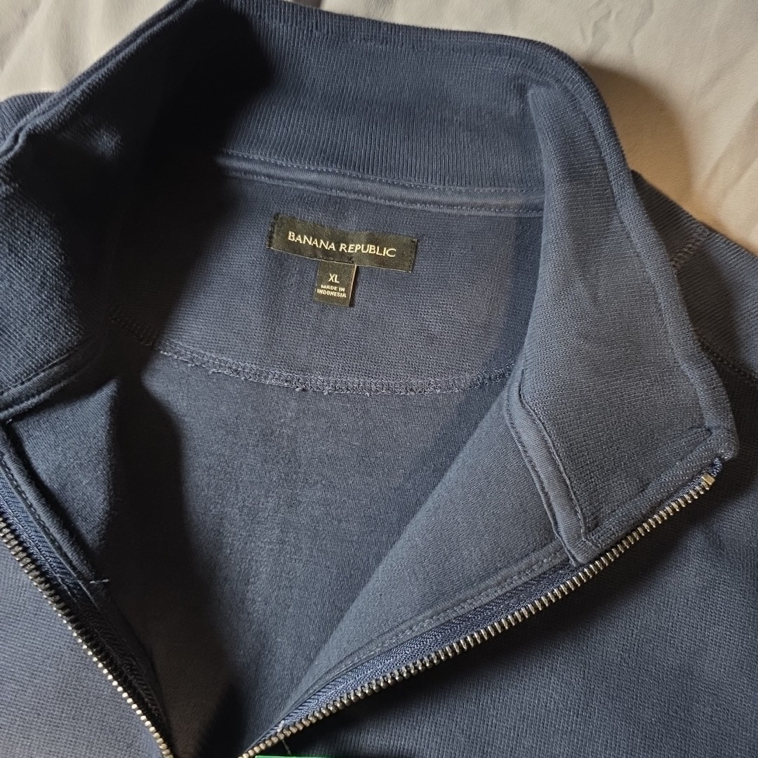 Banana Republic Men’s Double Knit 1/4 Zip Pullover Blue Size XL NWT