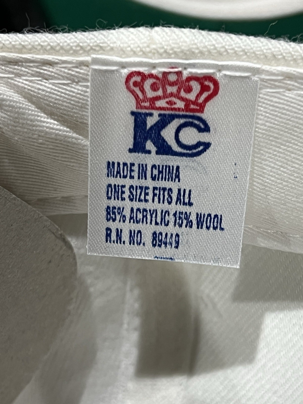 Vintage Custom Blank KC Brand White Green Wool Snapback Baseball Hat