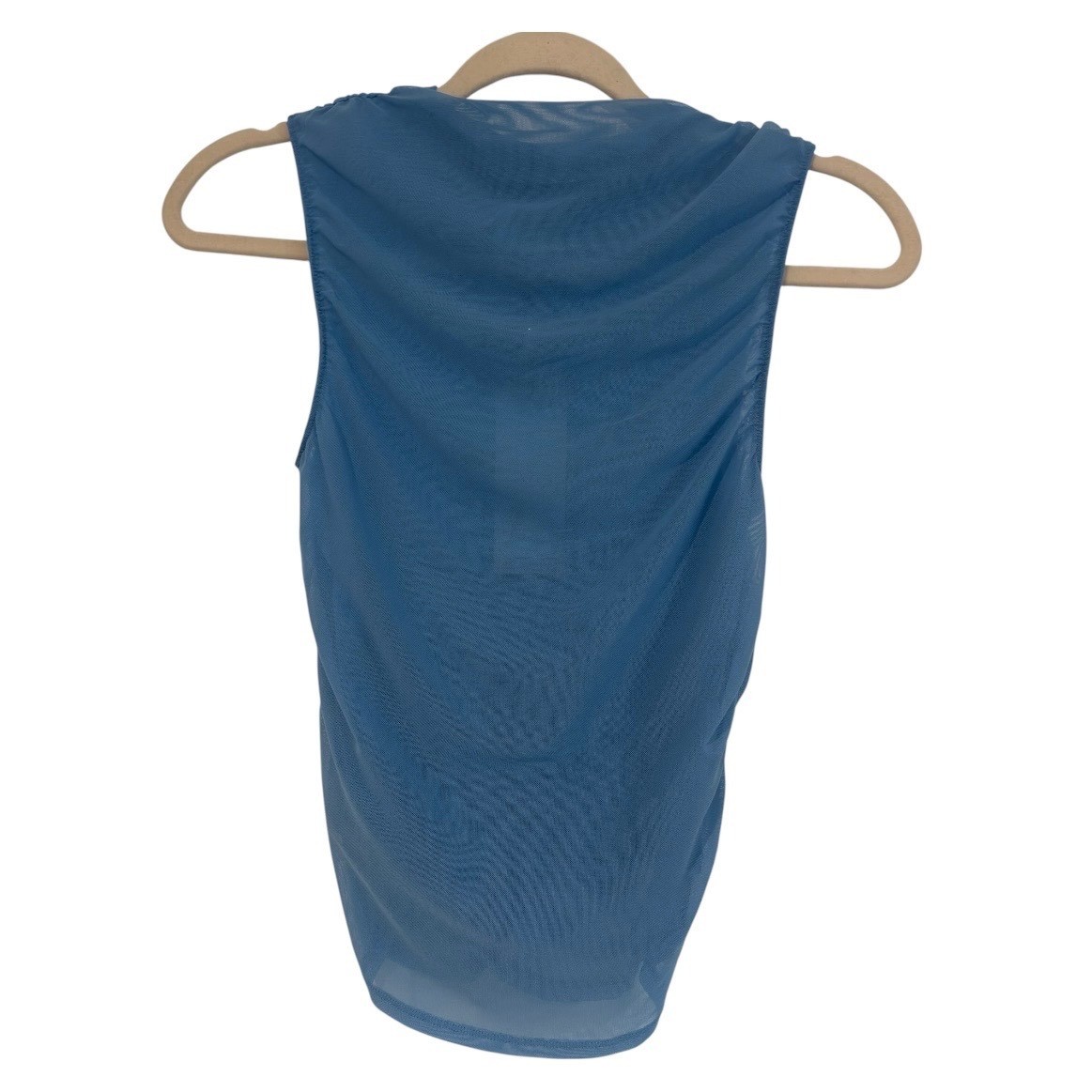 CALIA Ruched Mock Tank Tranquil Blue Mesh Sleeveless Top WAX15122 Womens XS NEW