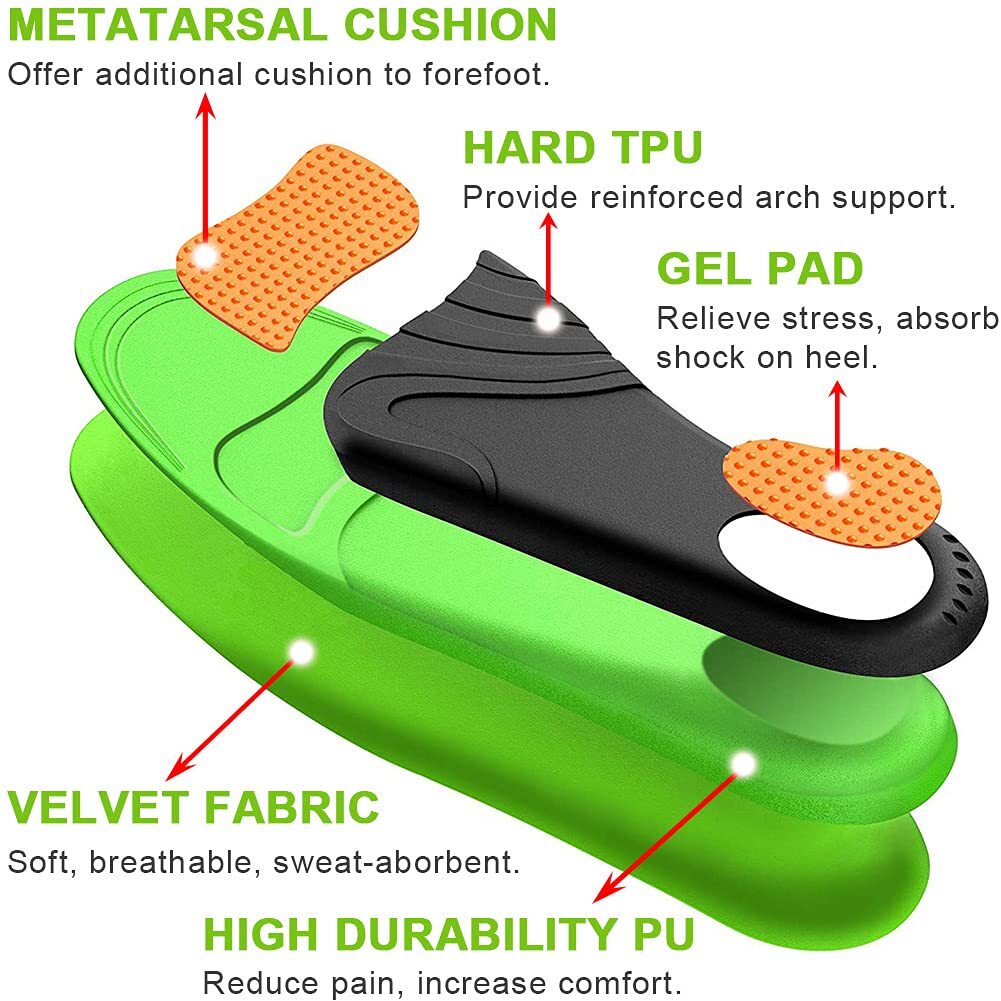 Heavy Duty High Arch Support Orthotic Insoles for Plantar Fasciitis Pain Relief