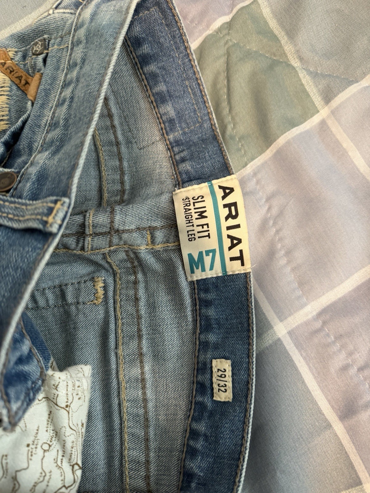 Ariat Men’s Slim Fit Straight Leg Light Wash Blue Denim Cotton Jeans