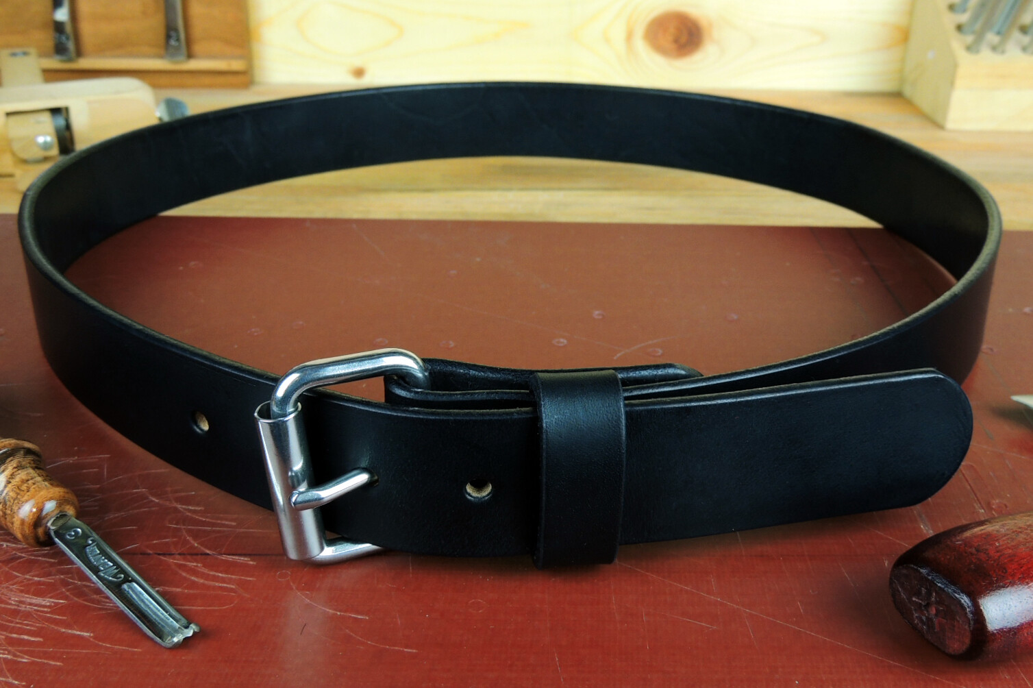 Men’s 1 1/2″_Heavy Duty Leather Gun Holster CCW Work Belt_Amish Handmade_1.5″