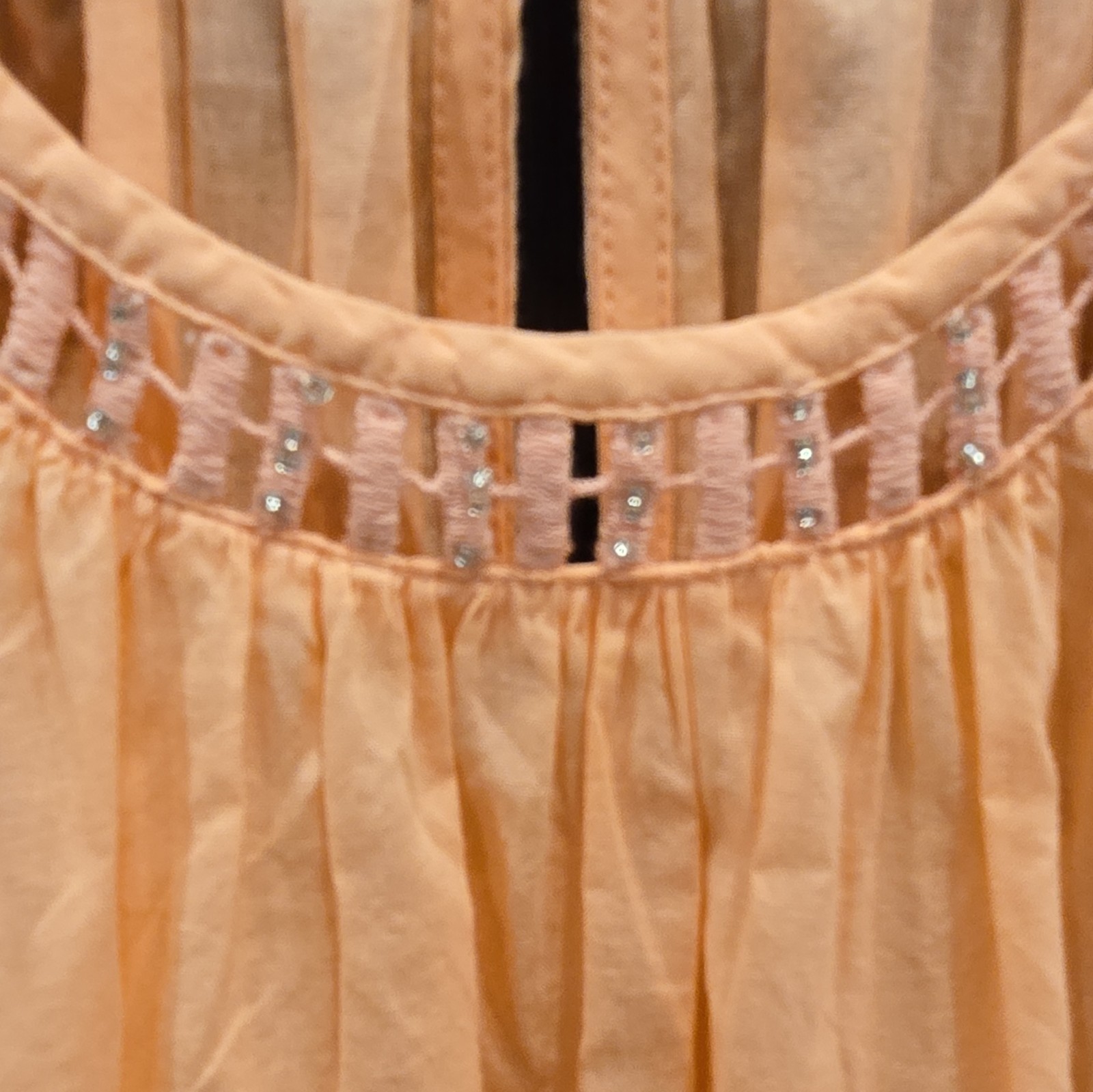 INC International Concepts Cold Shoulder Smocked Blouse Peach XS 100143751