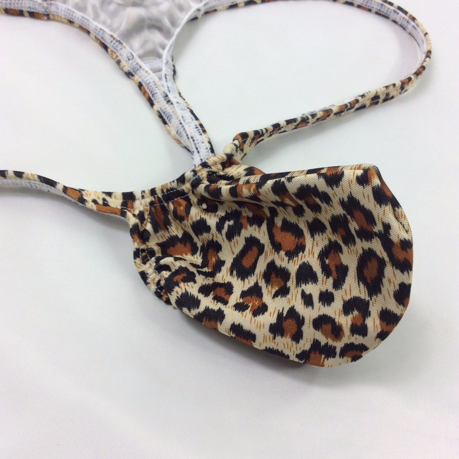 K403 P String Thong Grape Smugglers Contoured Pouch Leopard Printed Swim fabric