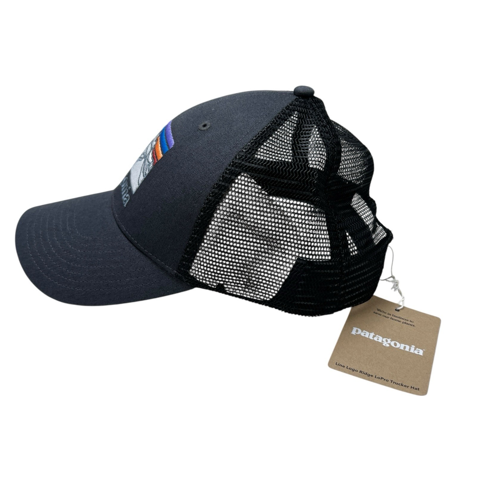 Patagonia Line Logo Ridge Lopro Ink Black Trucker Hat Unisex Size OS