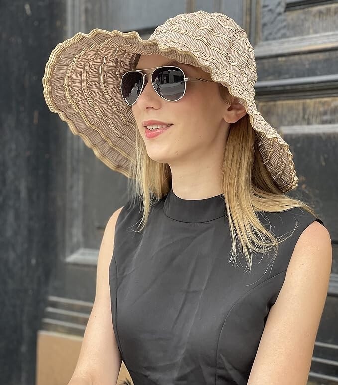Women Folding Vintage Outdoor Sun Hats for Beach Garden Travelling UV Protection