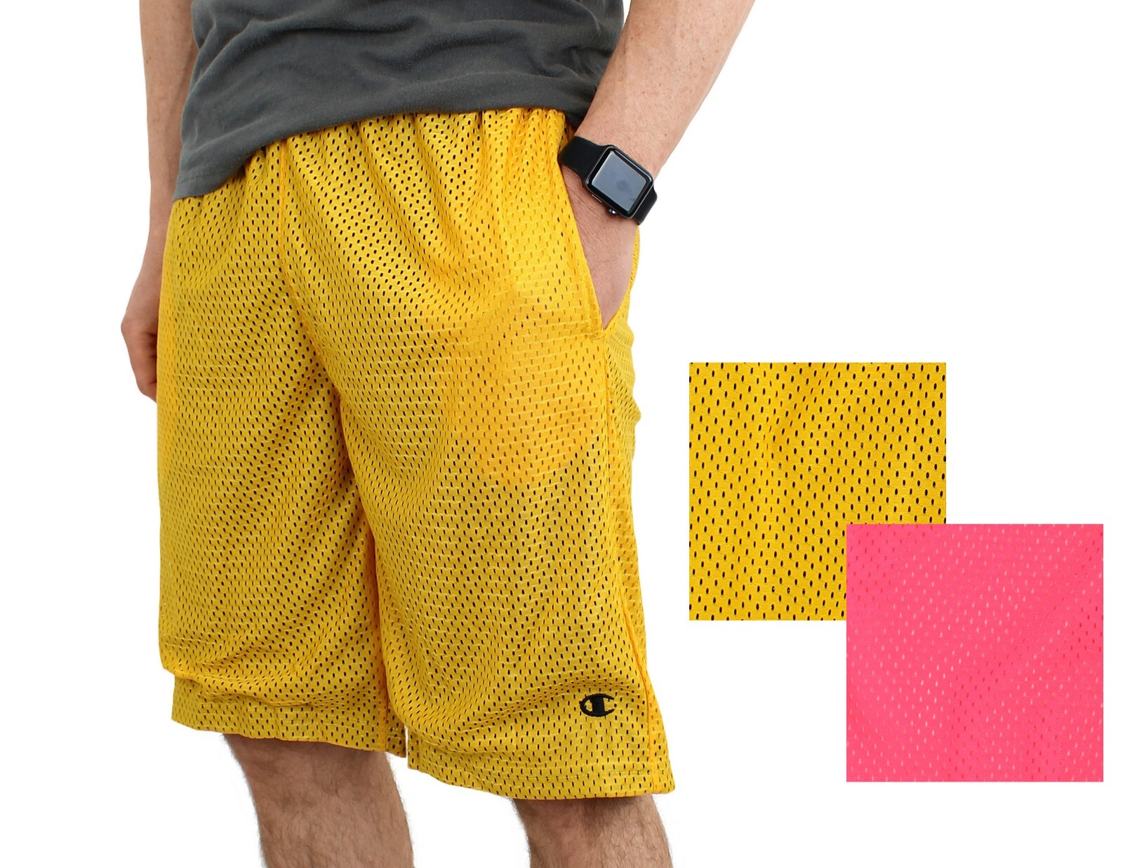 Champion Men’s Mesh Basketball Shorts 9.5-Inch Inseam, Two Pockets, Gym Wear