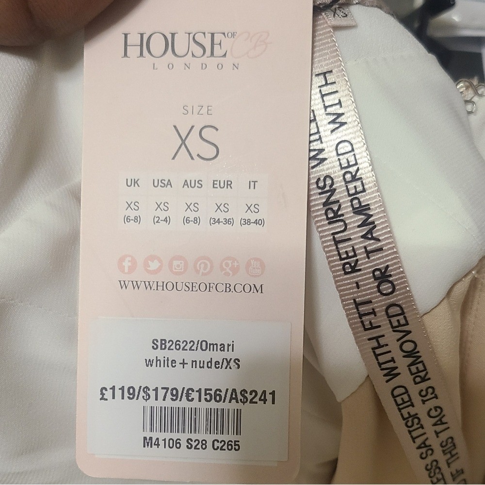 House of cb omari white and nude criss cross corset dress new size xsmall XS