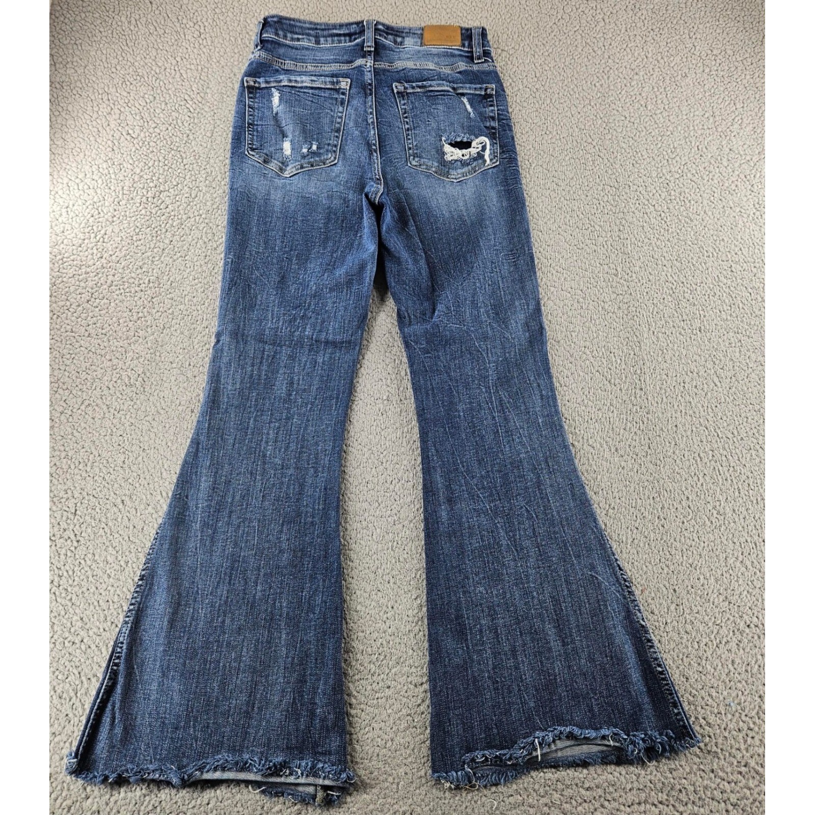 BKE Billie Jeans Womens 28 Blue Slim Fit High Rise Super Flare Distressed Jeans