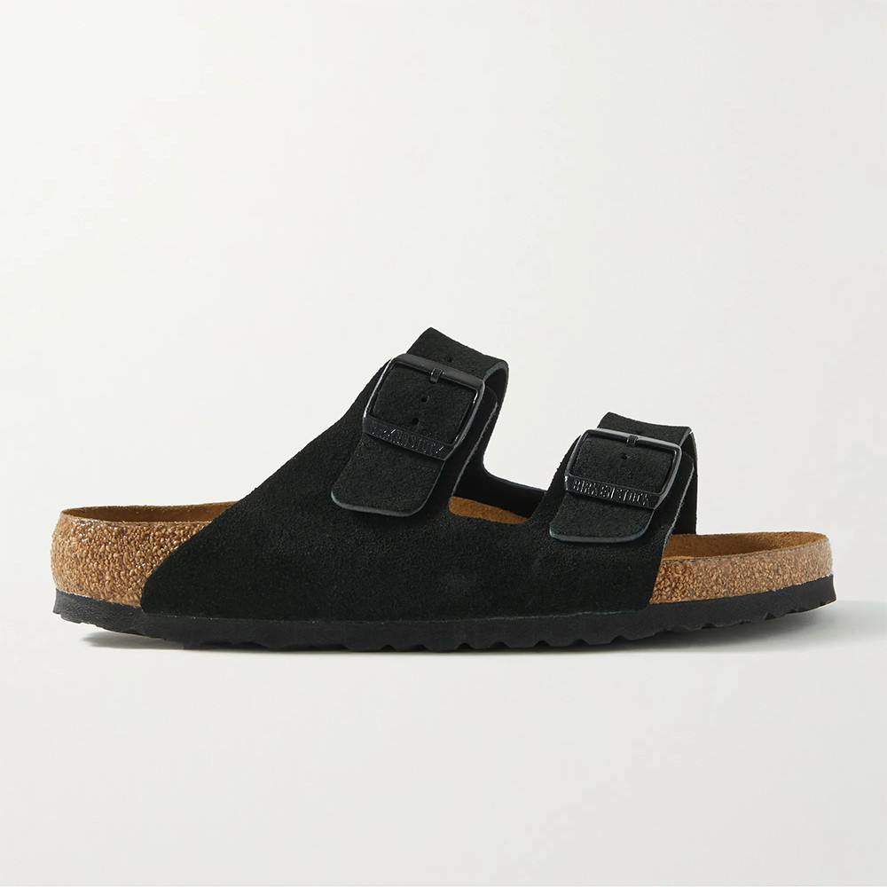 Birkenstock Arizona Suede Black Soft Footbed Sandals Men’s Shoes Regular/Wide