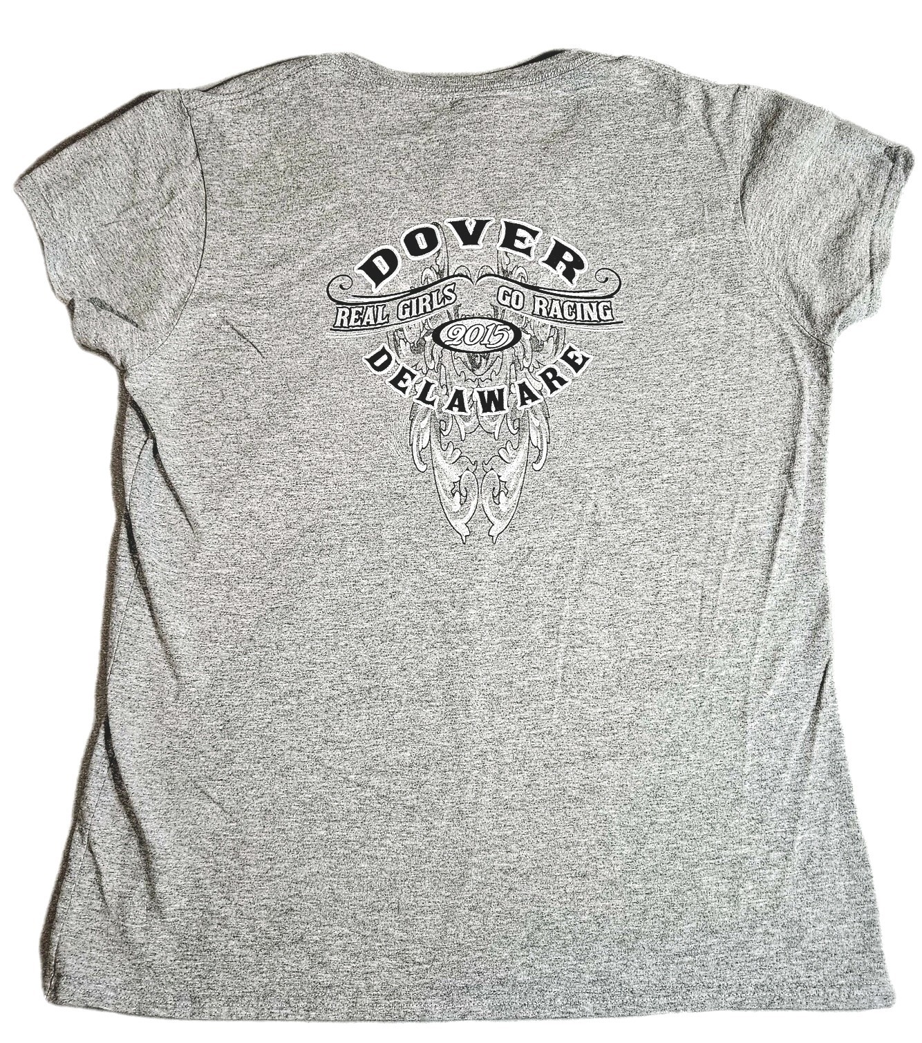 Dover International Speedway Shirt Ladies L Gray V-Neck 2015 Real Girls Racing