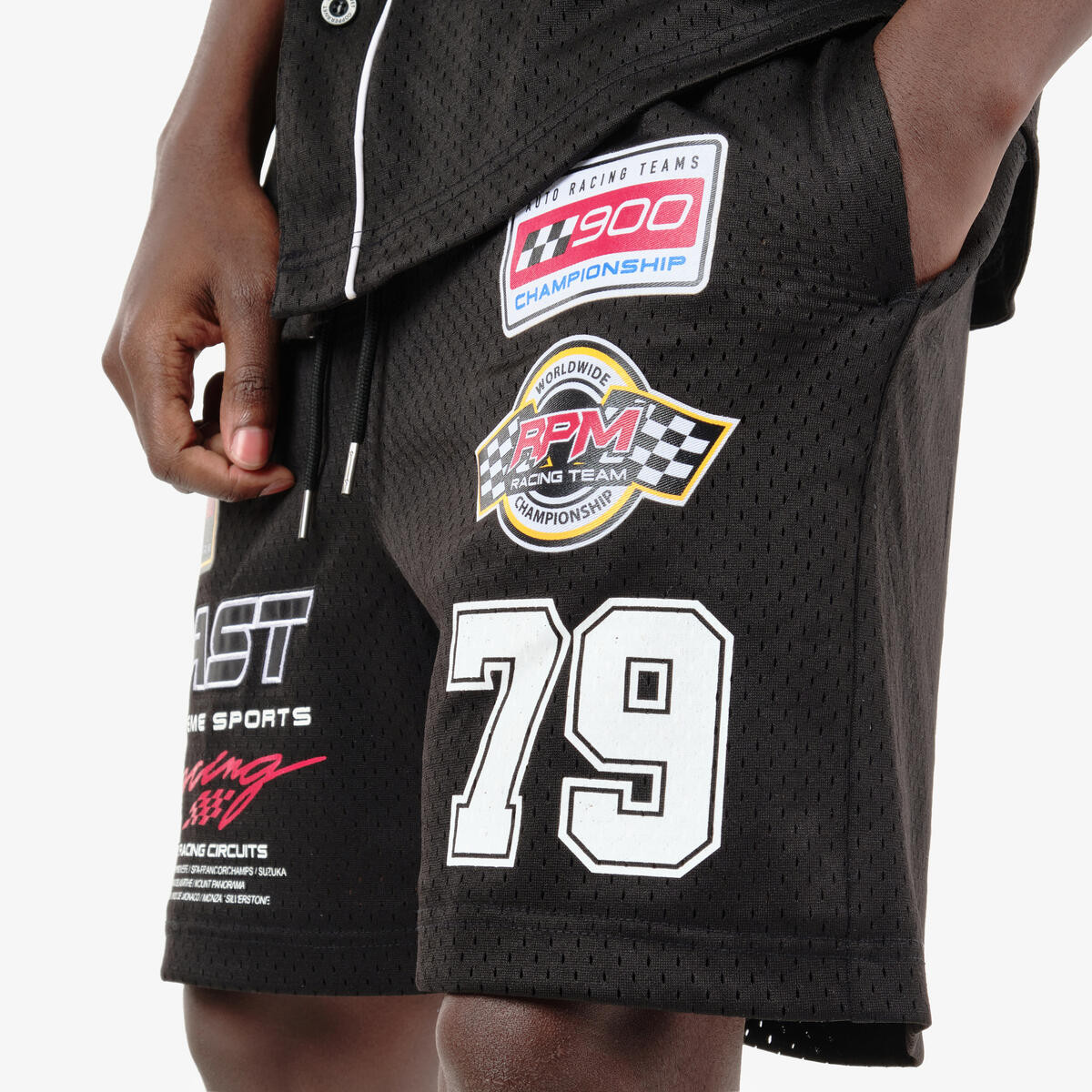 COPPER RIVET RACING BASEBALL JERSEY w/ MATCHING SHORT (BLACK)