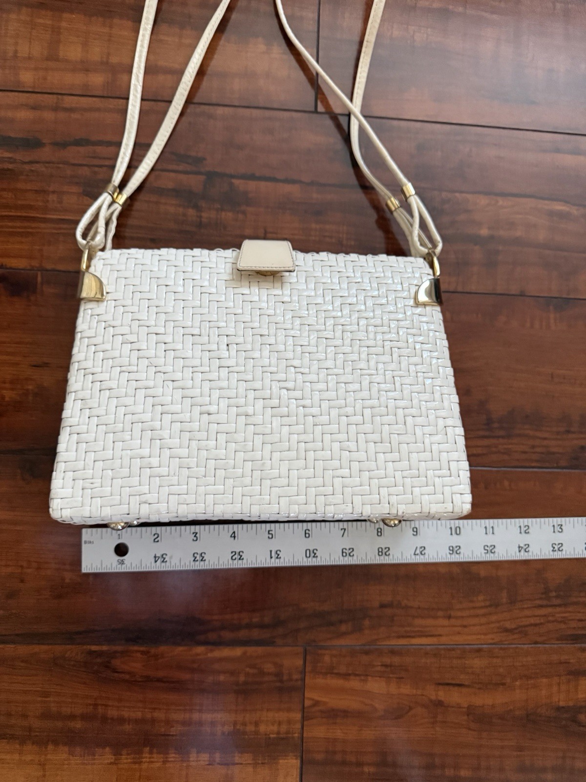 Vintage Rodo Italy Woven Crossbody Shoulder Bag Leather Strap