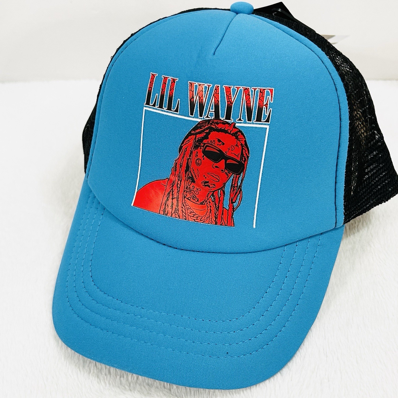 Lil Wayne Wordmark Logo Trucker 2-Tone Foam Hat Cap Adjustable Snapback Blue