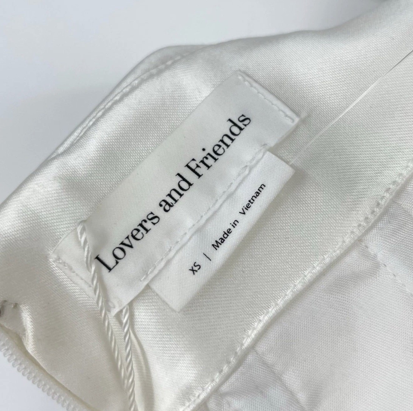 Lovers and Friends | Elise Mini Dress in White Satin Off Shoulder XS