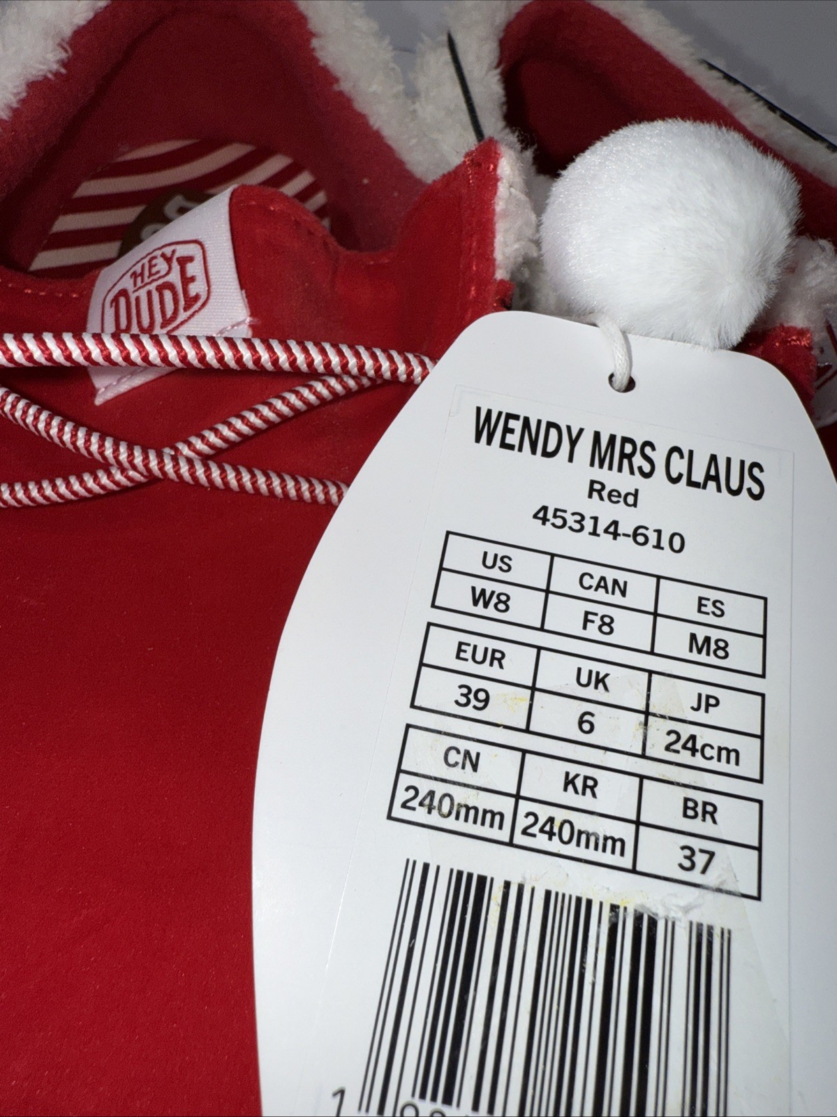 Hey Dude Wendy Mrs Claus Womens Size 8. Slip On Christmas