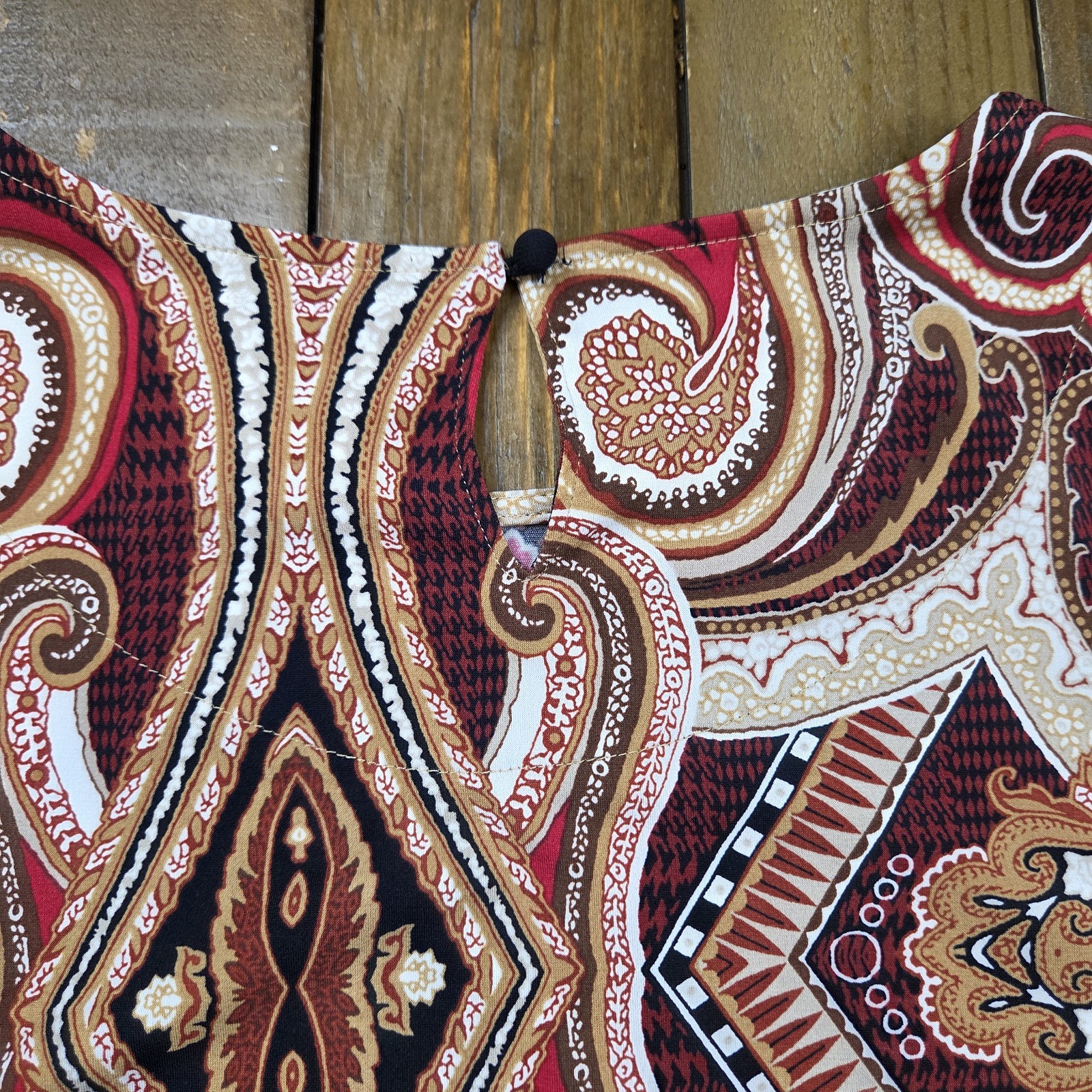 Boho Chico’s Medallion Paisley Top Keyhole Back Detail & Bell Sleeves
