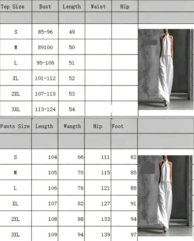 Women Sleeveless Halter Crop Top High Waist Wide Leg Pants 2 Piece Outfit Set