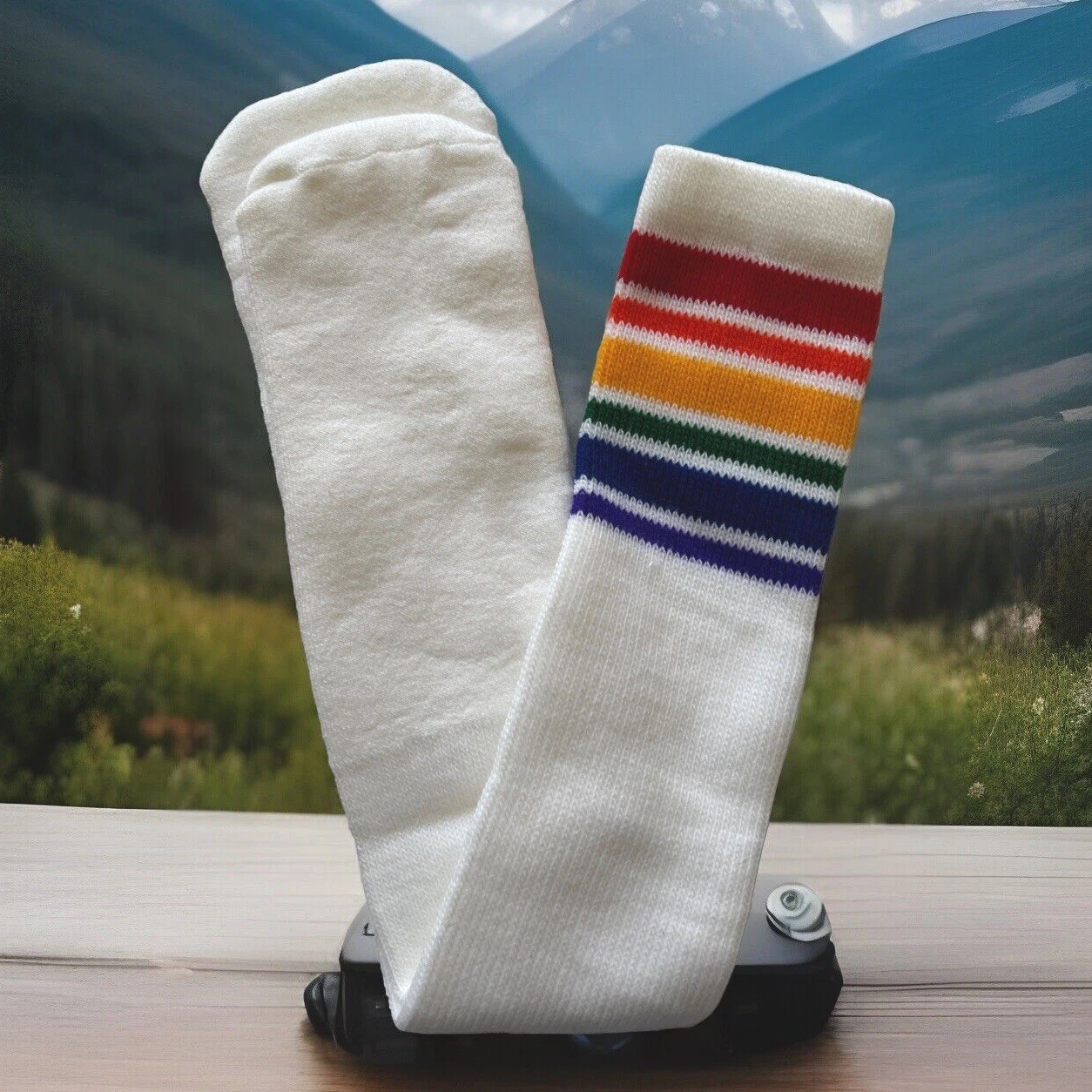 VTG Rainbow Tube Socks Orlon Acrylic 1980s 10-13 Gay Pride NOS Unisex 90s.