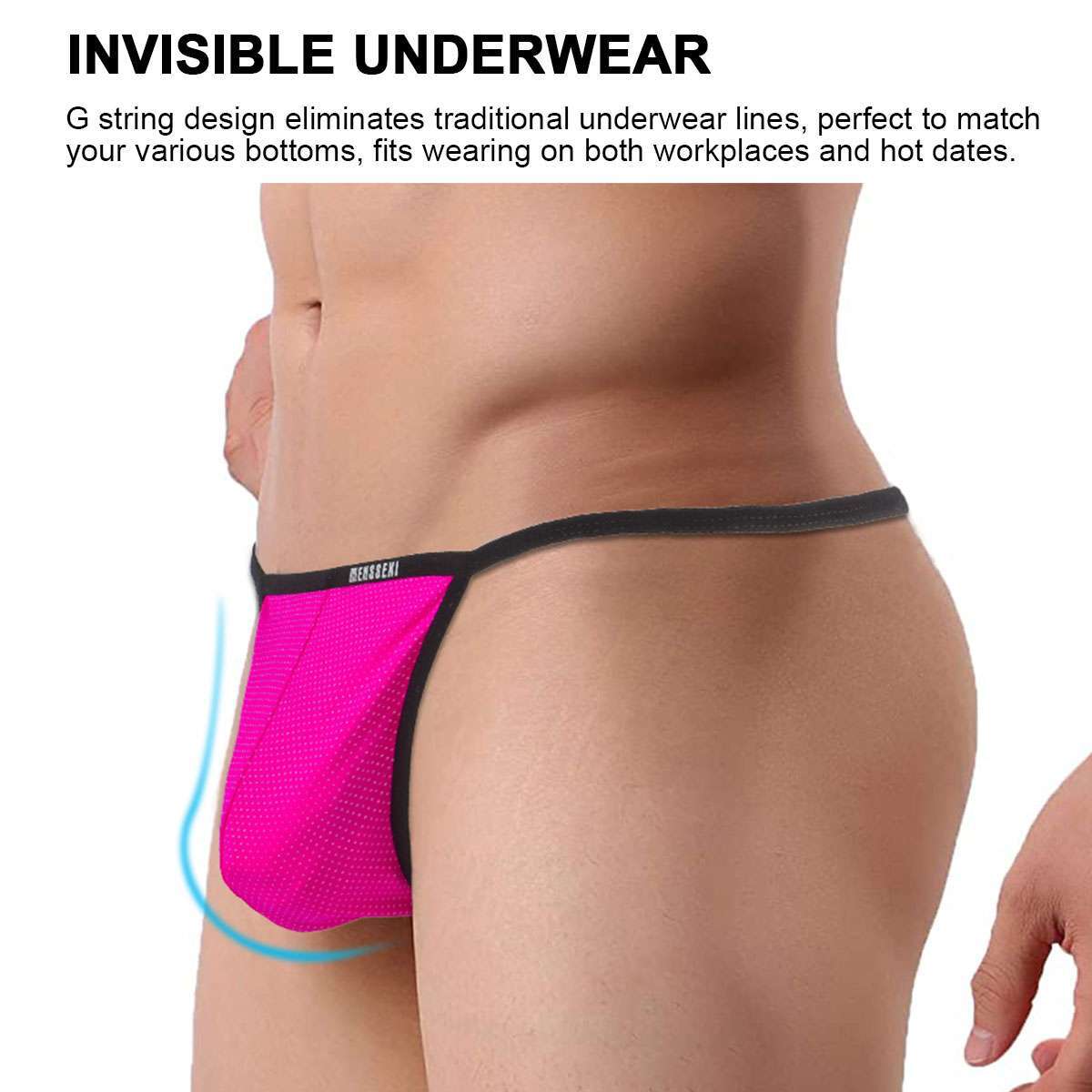 1-3Pcs Sexy Mens T-Back G-string Thong Bikini Underwear Mesh Sheer Pouch Thongs