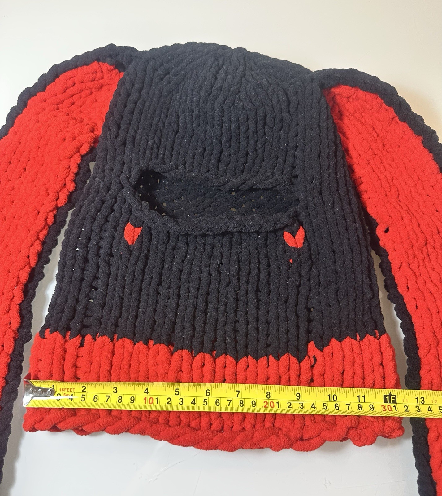 Knitted Fluffy Winter Warm Hat with Long Rabbit Ears Beanie Cute Handmade