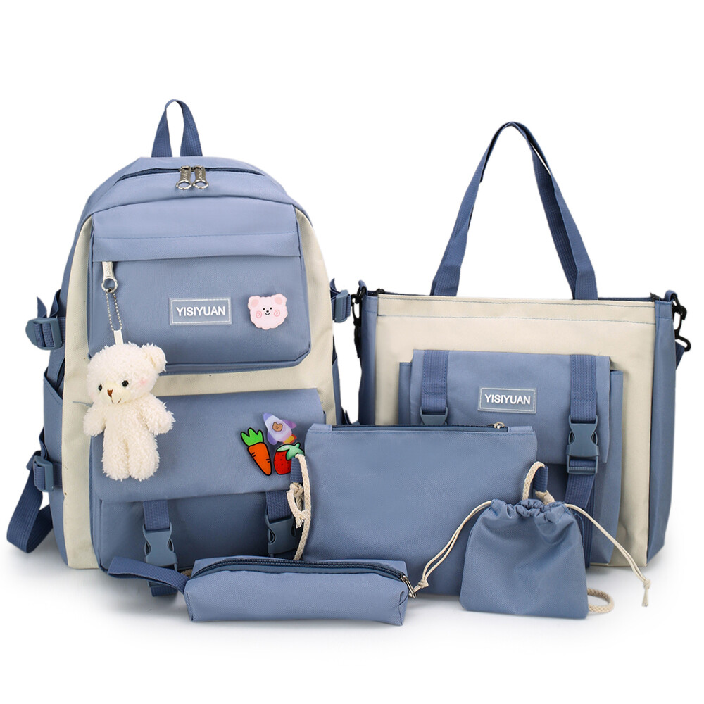 5pcs Backpack Set for School Teens Girls Daypack Cute Trendy Large Shoulder Bag