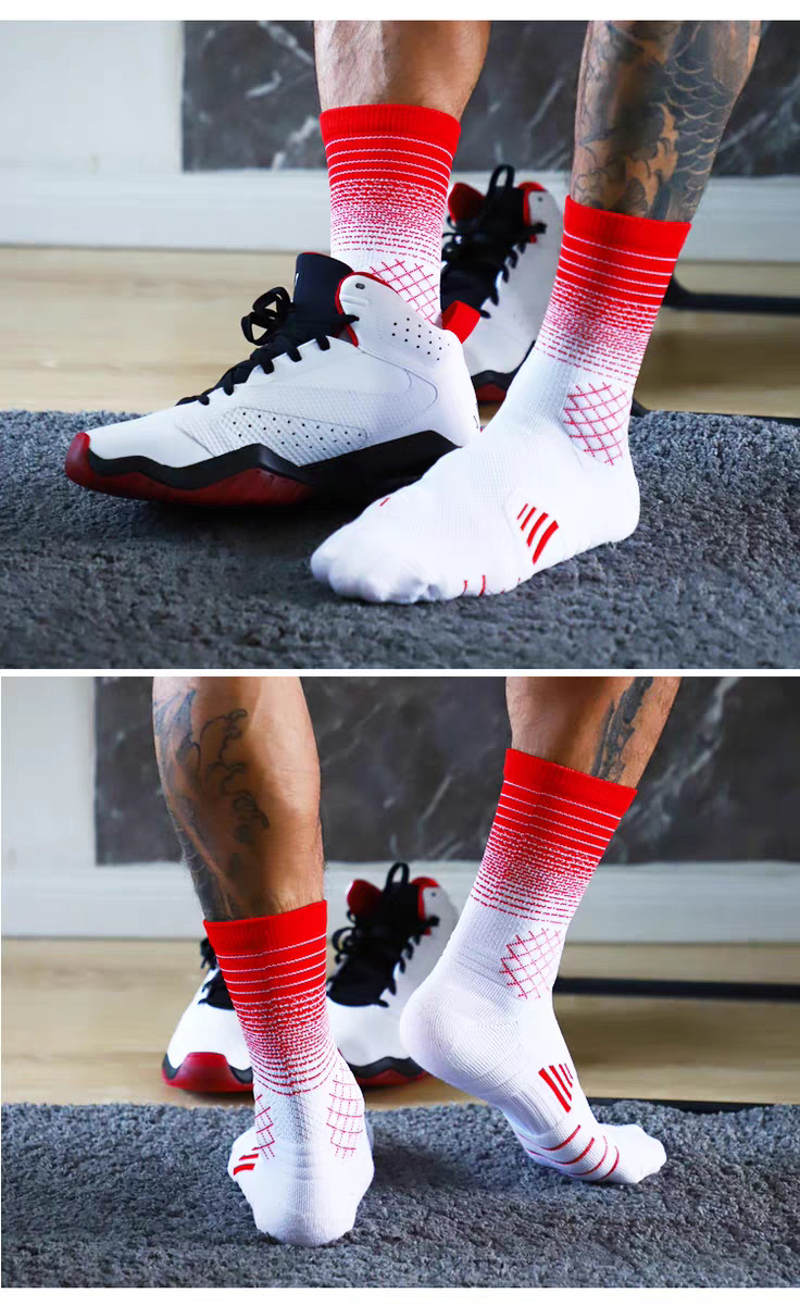 5 Packs Men’s Sport socks Crew Athletic Socks Running Calf Socks Gradient Color