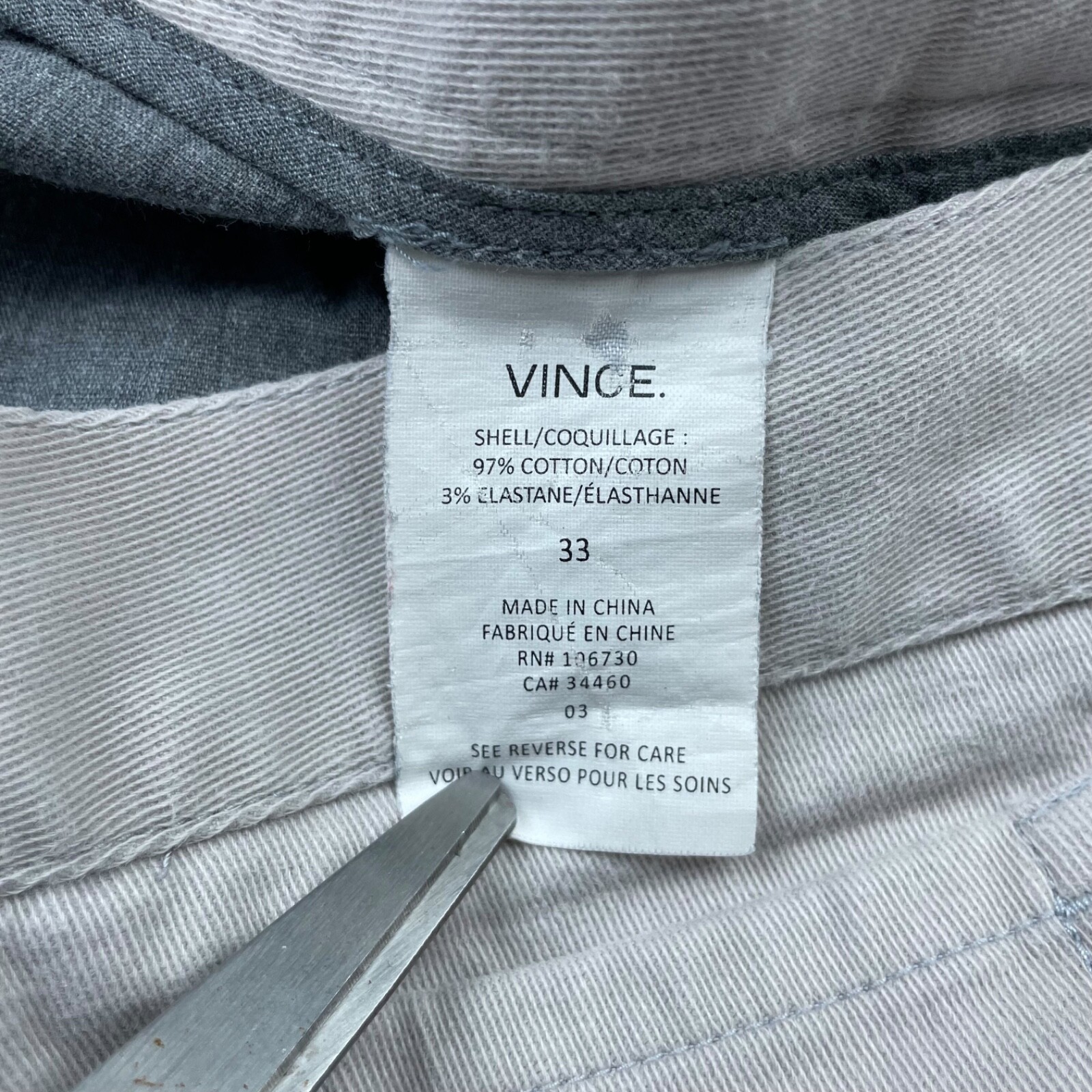 Vince Men’s Cotton Stretch 5-Pocket Pants Light Khaki/Tan • 33×32